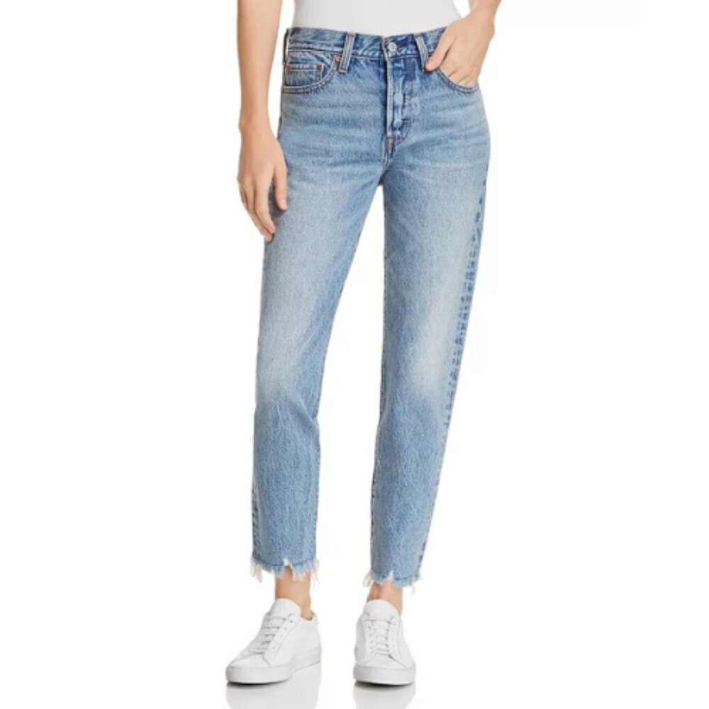 Levi's Wedgie Icon High Rise Fray Hem Straight Leg Ankle Jeans Size 25